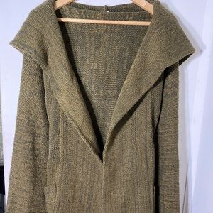 Free People Womens Knit Cardigan Green Sweater With Hood Size Small/Medi…